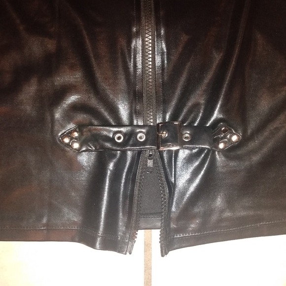 DSM Dominatrix lace Zip Buckle Up Pleather Dress - Picture 9 of 14